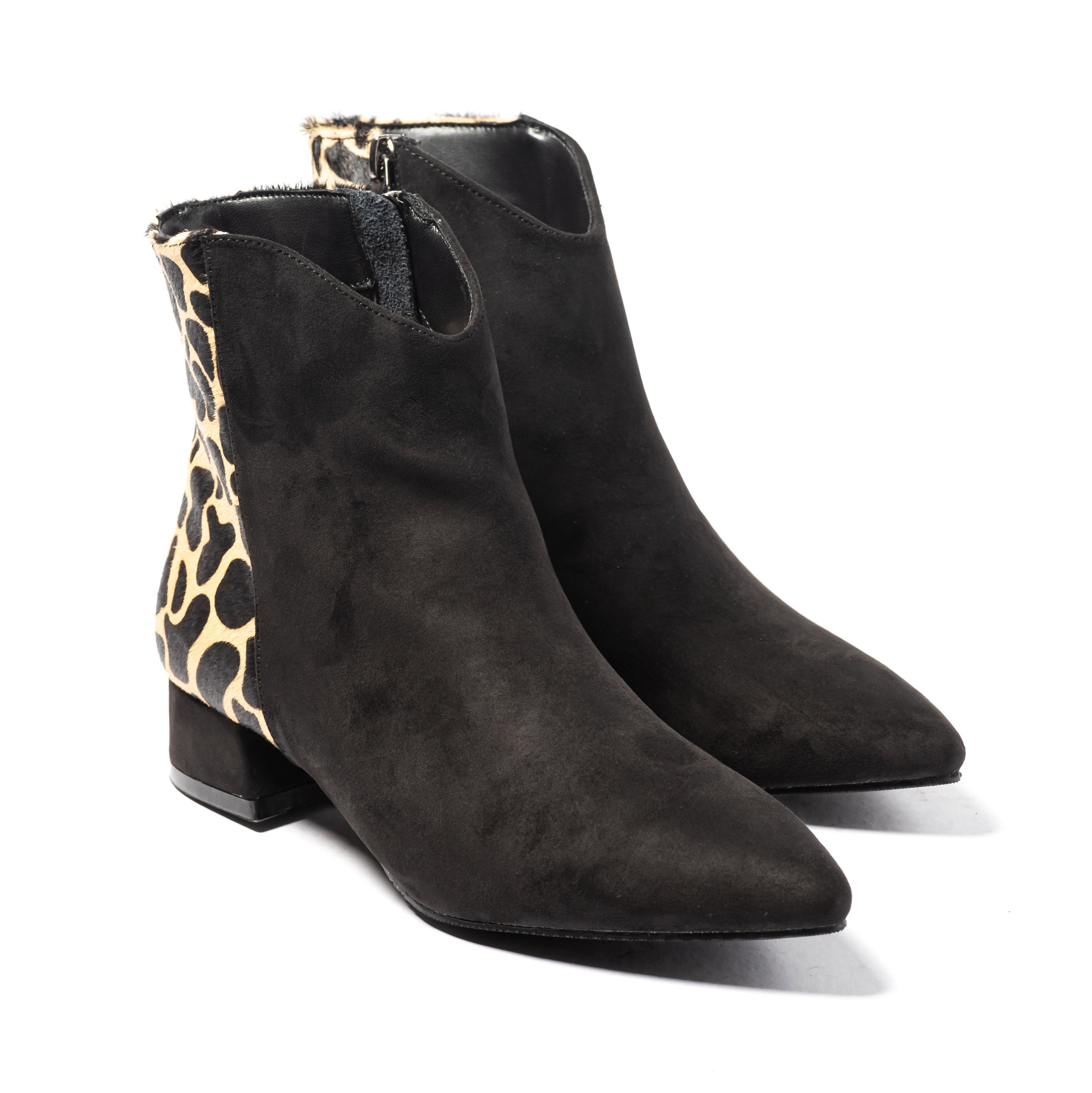 Tronchetto in pelle con Dettaglio Leopardato