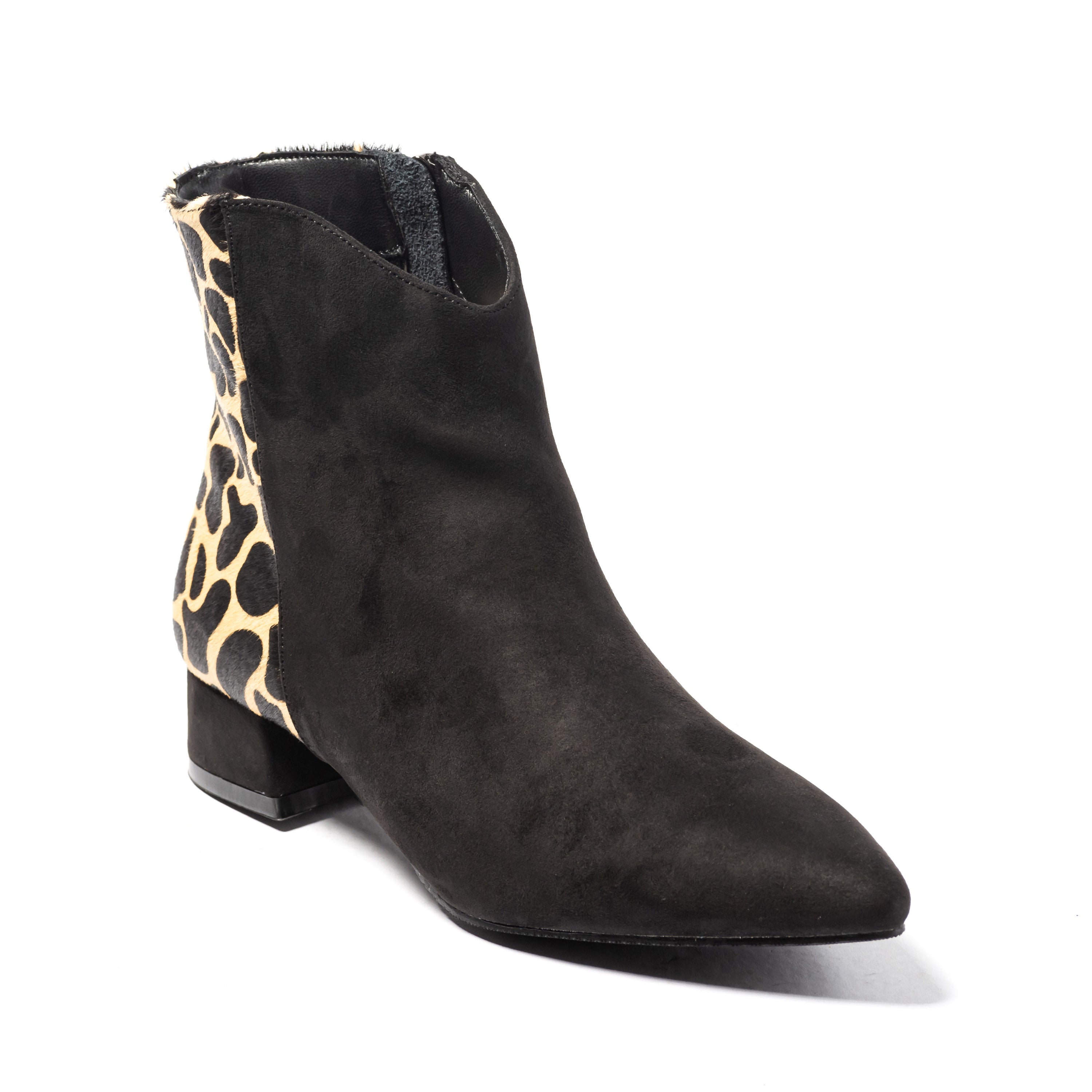 Tronchetto in pelle con Dettaglio Leopardato